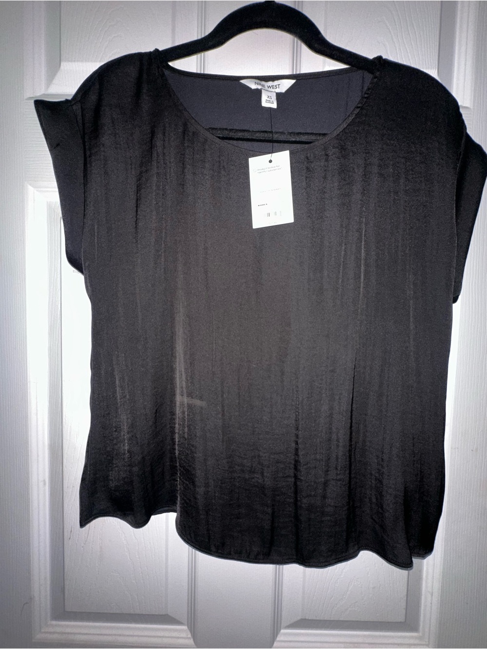 Nine West Black Short Sleeve Scoop Neck Blouse